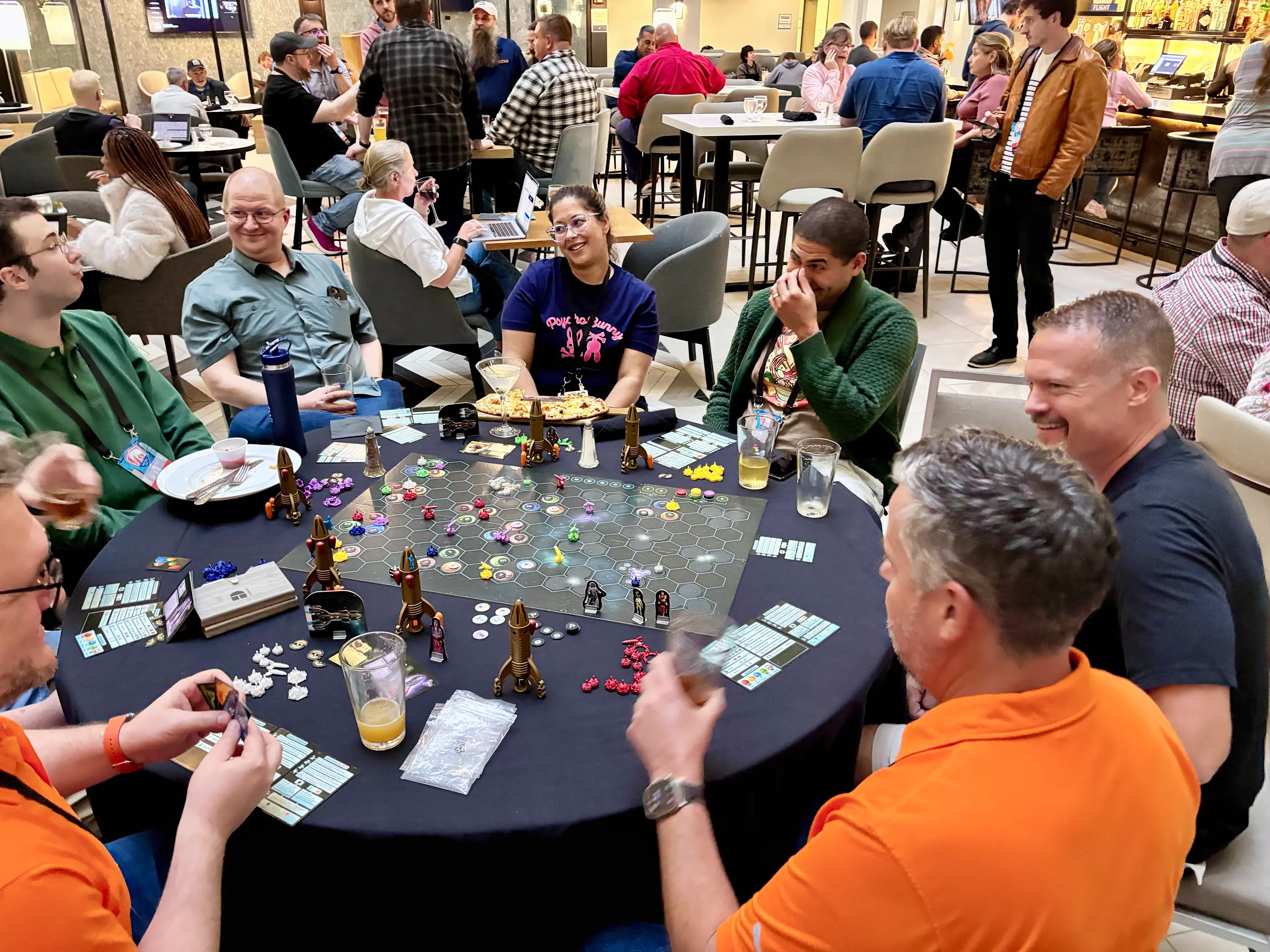 Conference attendees play Catan Starfarers